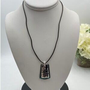 Robert Lee Morris Silver & leather charm‎ chain Two Tone Necklace
